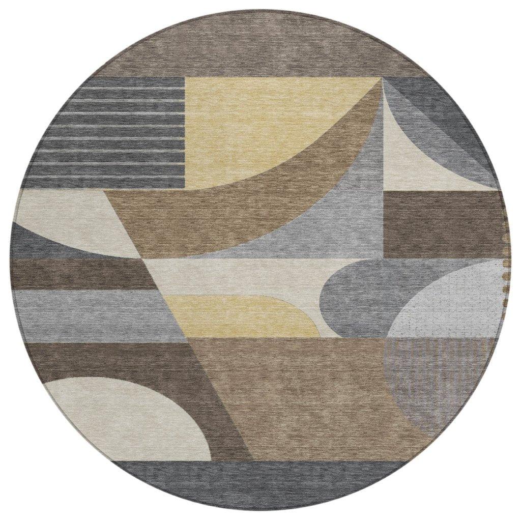 LOOMLAN Rugs Aeleth Brown Washable Indoor-Outdoor Rug