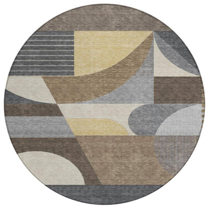 LOOMLAN Rugs Aeleth Brown Washable Indoor-Outdoor Rug