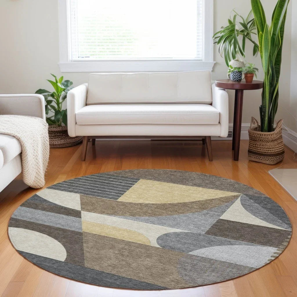 LOOMLAN Rugs Aeleth Brown Washable Indoor-Outdoor Rug