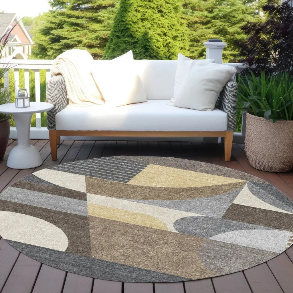 LOOMLAN Rugs Aeleth Brown Washable Indoor-Outdoor Rug