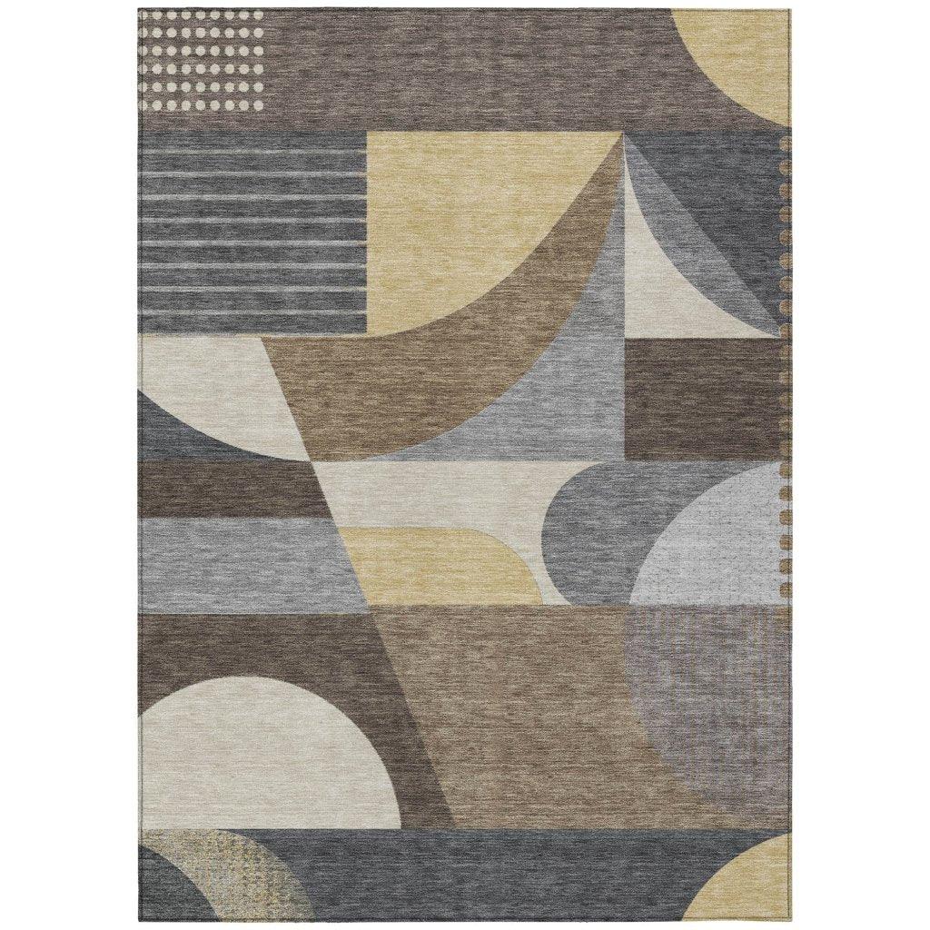 LOOMLAN Rugs Aeleth Brown Washable Indoor-Outdoor Rug