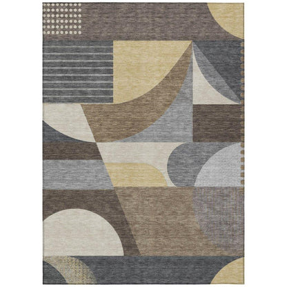 LOOMLAN Rugs Aeleth Brown Washable Indoor-Outdoor Rug