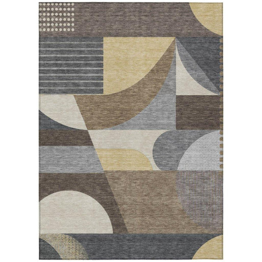 LOOMLAN Rugs Aeleth Brown Washable Indoor-Outdoor Rug
