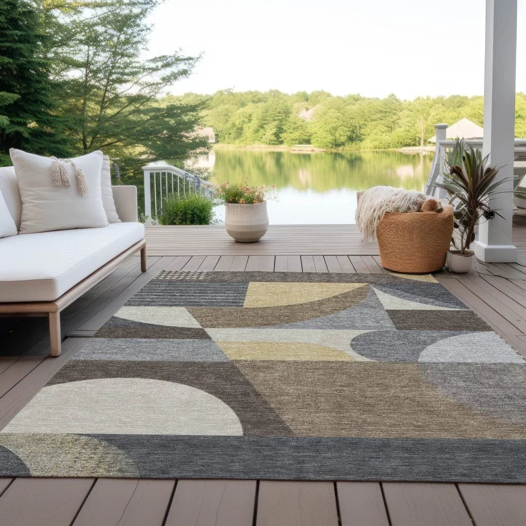 LOOMLAN Rugs Aeleth Brown Washable Indoor-Outdoor Rug