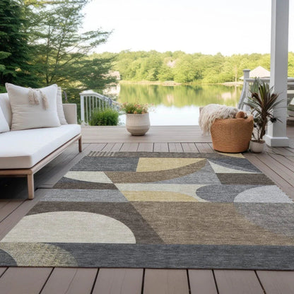 LOOMLAN Rugs Aeleth Brown Washable Indoor-Outdoor Rug