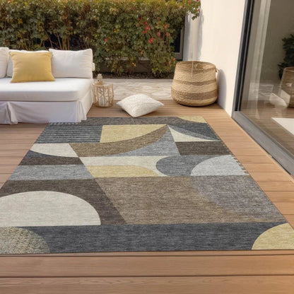 LOOMLAN Rugs Aeleth Brown Washable Indoor-Outdoor Rug