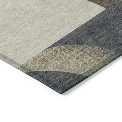 LOOMLAN Rugs Aeleth Brown Washable Indoor-Outdoor Rug