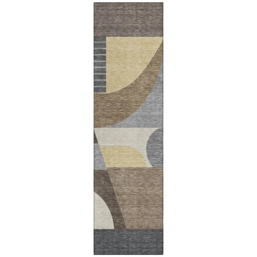 LOOMLAN Rugs Aeleth Brown Washable Indoor-Outdoor Rug