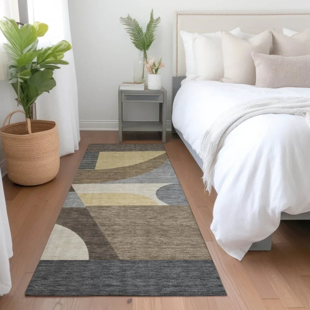 LOOMLAN Rugs Aeleth Brown Washable Indoor-Outdoor Rug