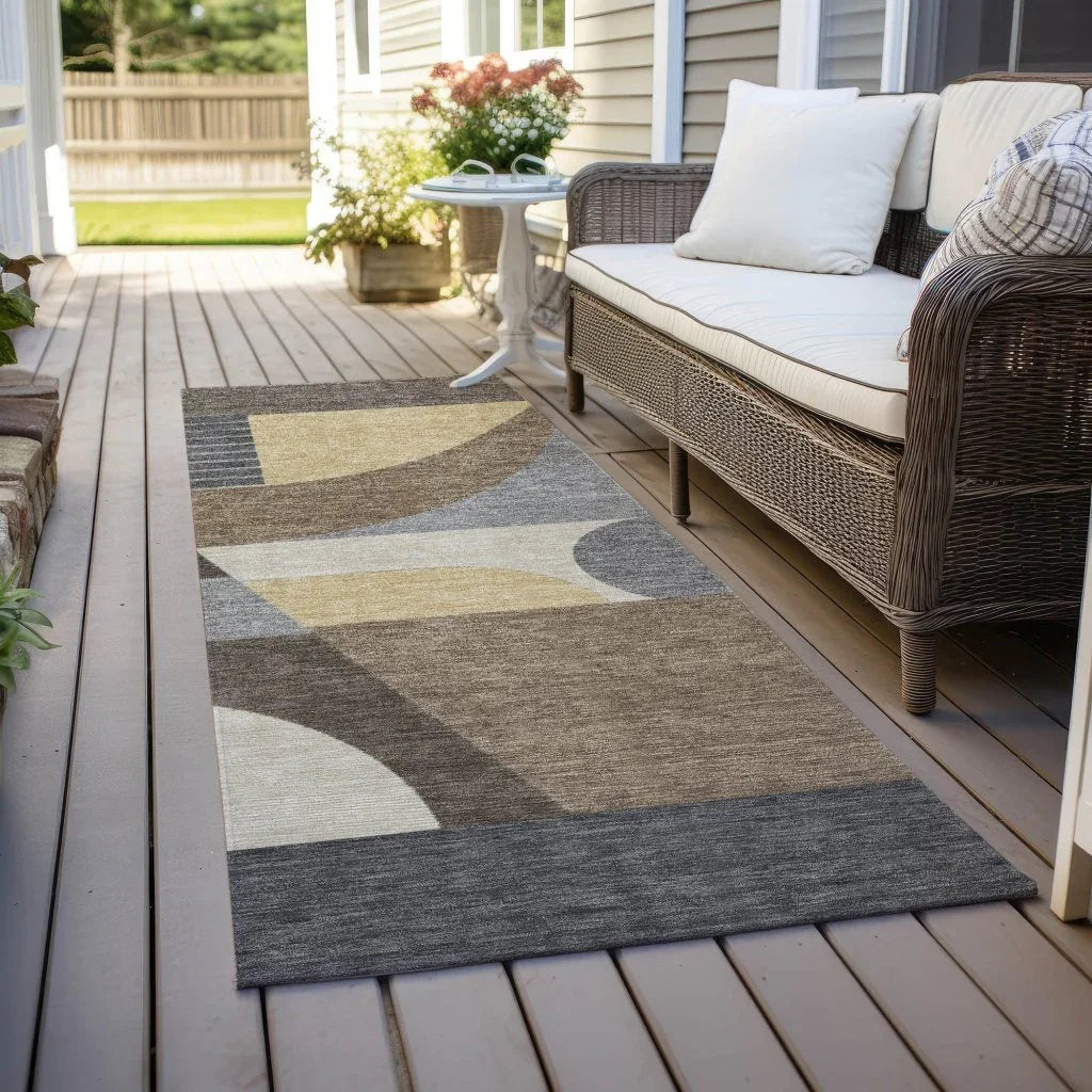 LOOMLAN Rugs Aeleth Brown Washable Indoor-Outdoor Rug