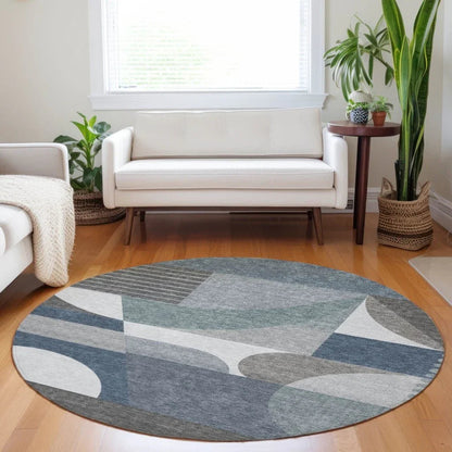 LOOMLAN Rugs Aeleth Gray Washable Indoor-Outdoor Rug