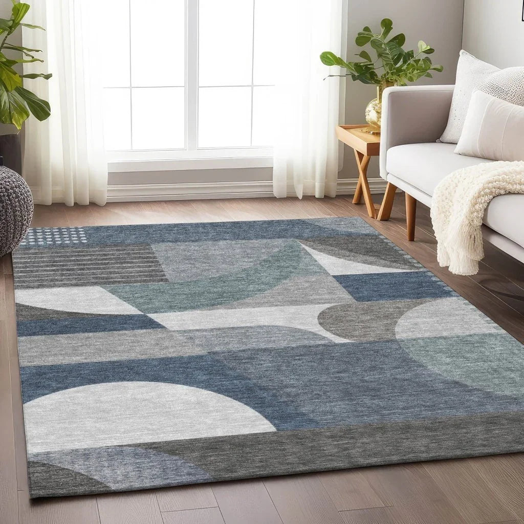 LOOMLAN Rugs Aeleth Gray Washable Indoor-Outdoor Rug