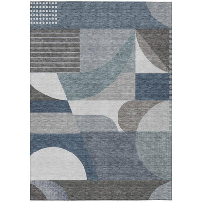 LOOMLAN Rugs Aeleth Gray Washable Indoor-Outdoor Rug