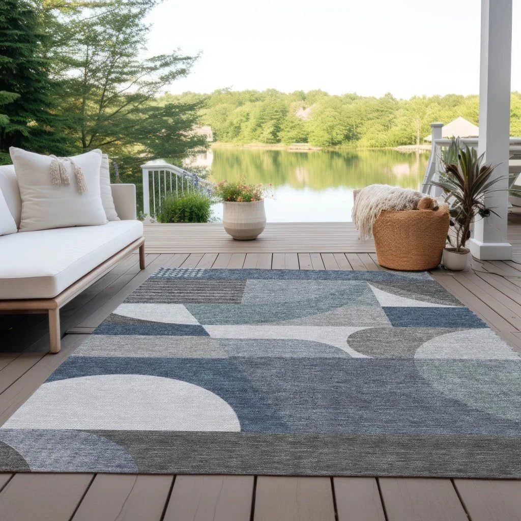 LOOMLAN Rugs Aeleth Gray Washable Indoor-Outdoor Rug