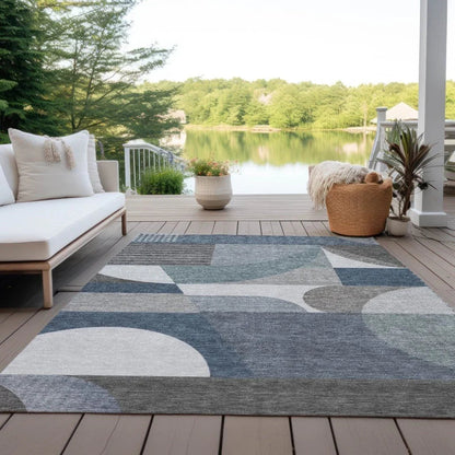 LOOMLAN Rugs Aeleth Gray Washable Indoor-Outdoor Rug