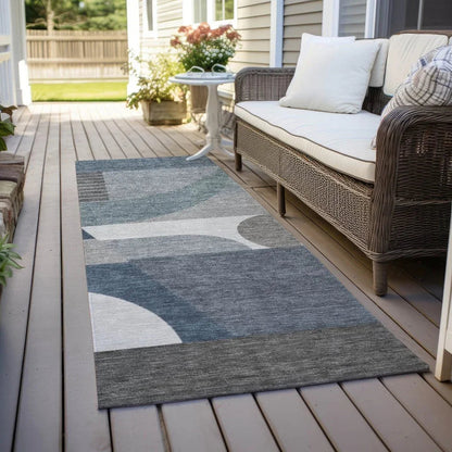 LOOMLAN Rugs Aeleth Gray Washable Indoor-Outdoor Rug