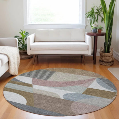 LOOMLAN Rugs Aeleth Mocha Washable Indoor-Outdoor Rug