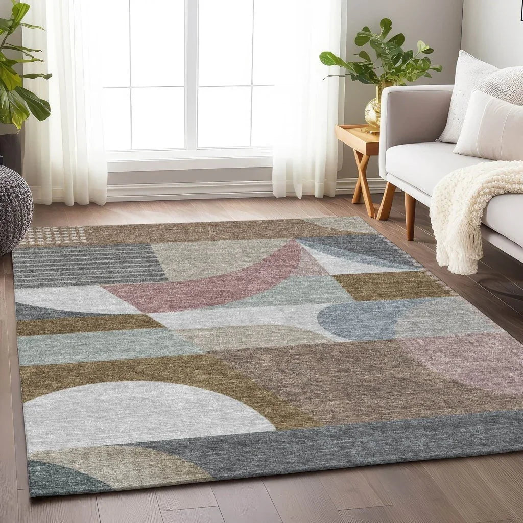 LOOMLAN Rugs Aeleth Mocha Washable Indoor-Outdoor Rug