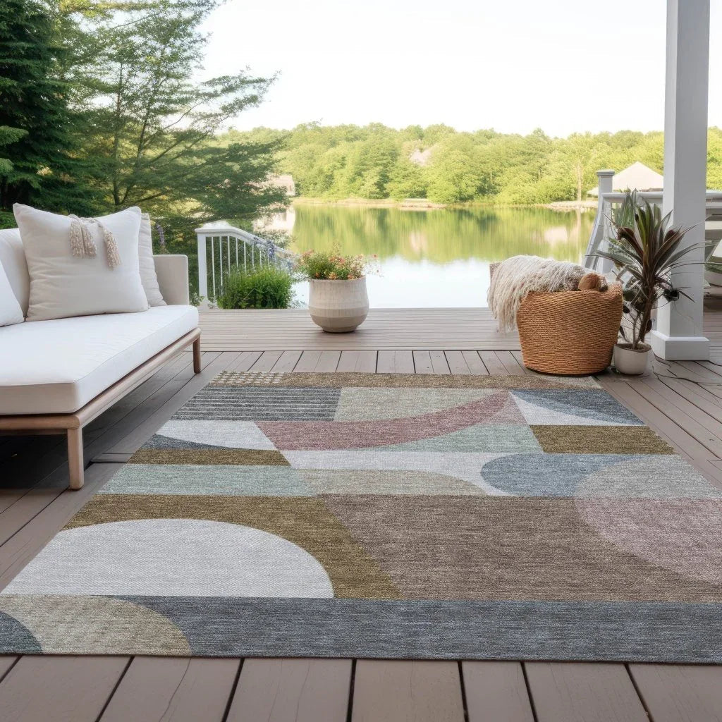 LOOMLAN Rugs Aeleth Mocha Washable Indoor-Outdoor Rug