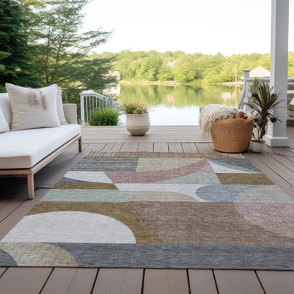 LOOMLAN Rugs Aeleth Mocha Washable Indoor-Outdoor Rug