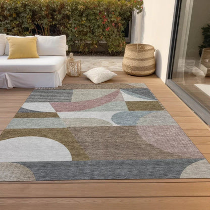 LOOMLAN Rugs Aeleth Mocha Washable Indoor-Outdoor Rug