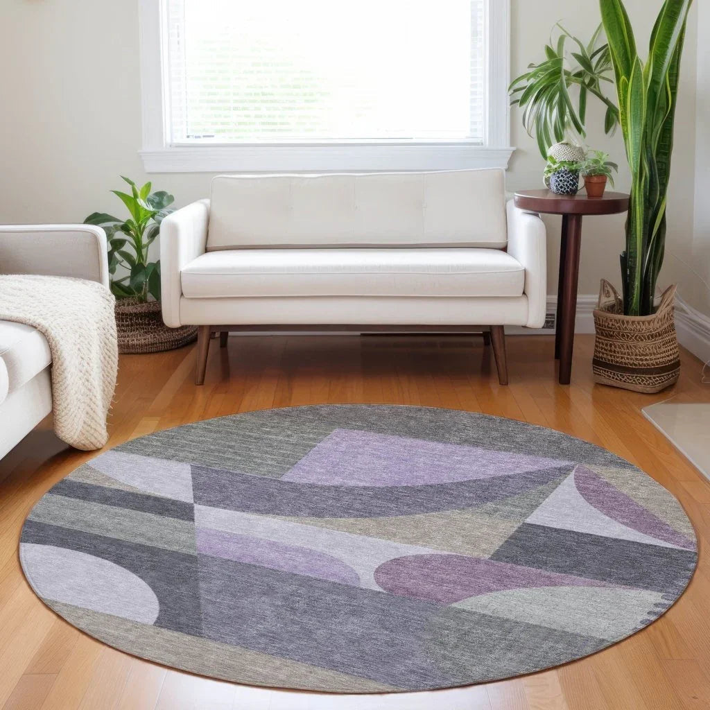 LOOMLAN Rugs Aeleth Purple Washable Indoor-Outdoor Rug