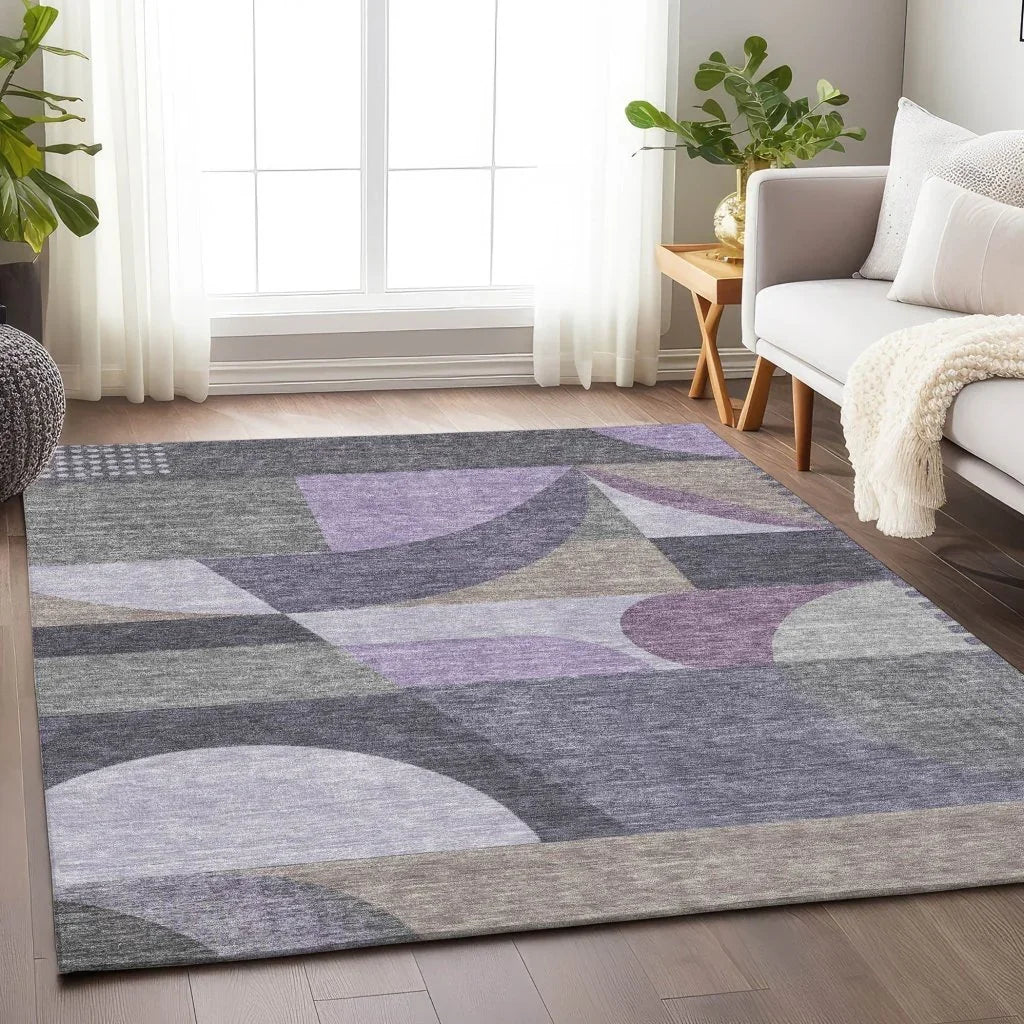 LOOMLAN Rugs Aeleth Purple Washable Indoor-Outdoor Rug