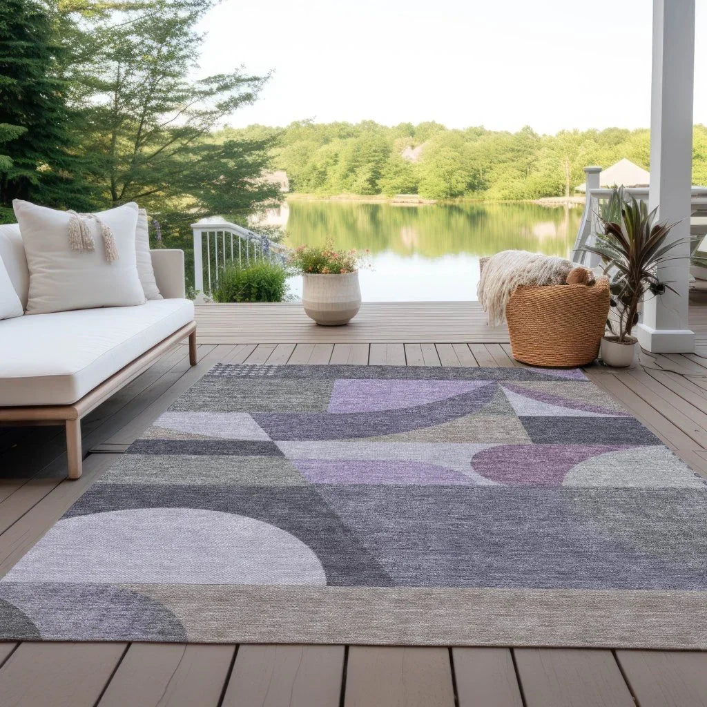 LOOMLAN Rugs Aeleth Purple Washable Indoor-Outdoor Rug