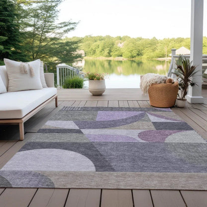 LOOMLAN Rugs Aeleth Purple Washable Indoor-Outdoor Rug