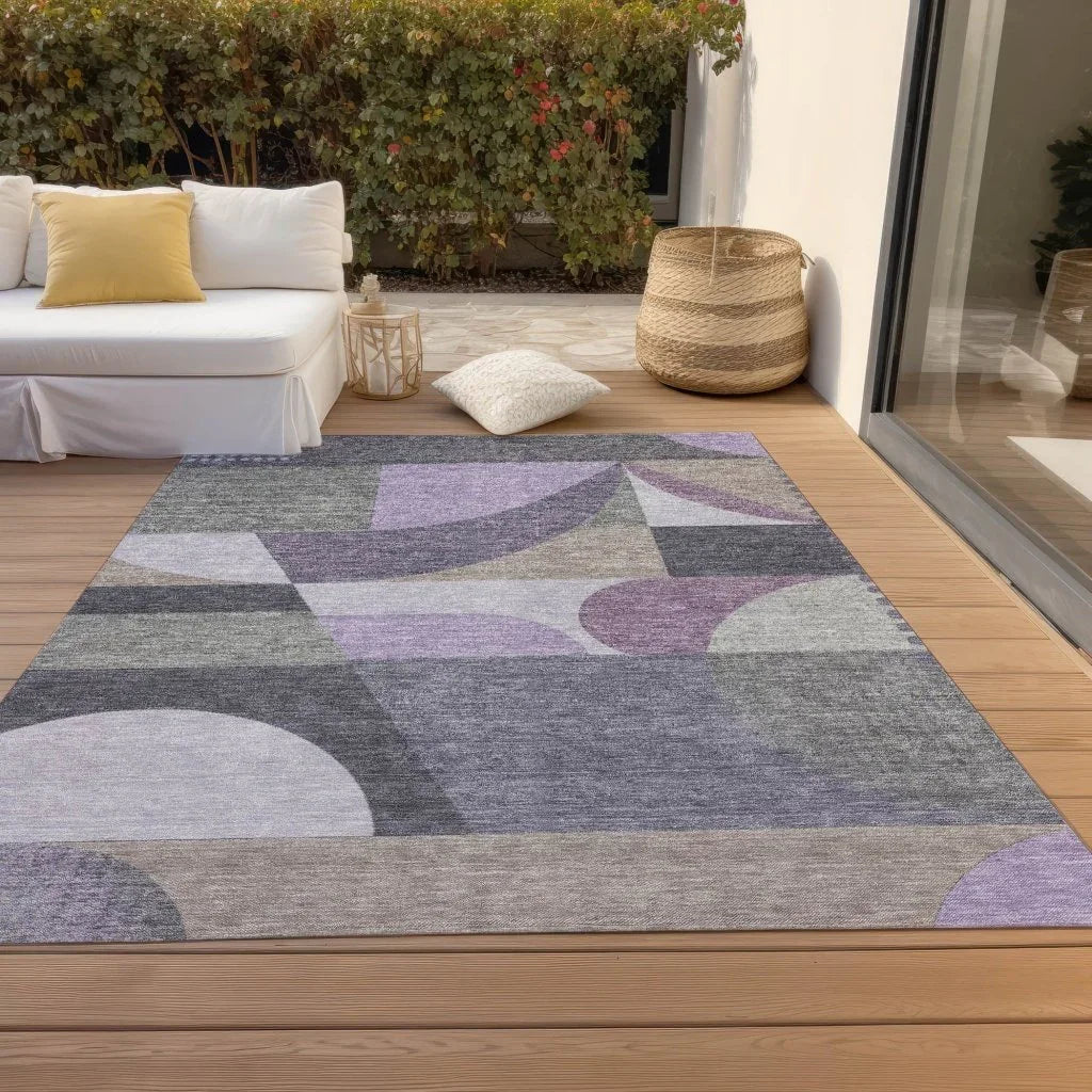 LOOMLAN Rugs Aeleth Purple Washable Indoor-Outdoor Rug