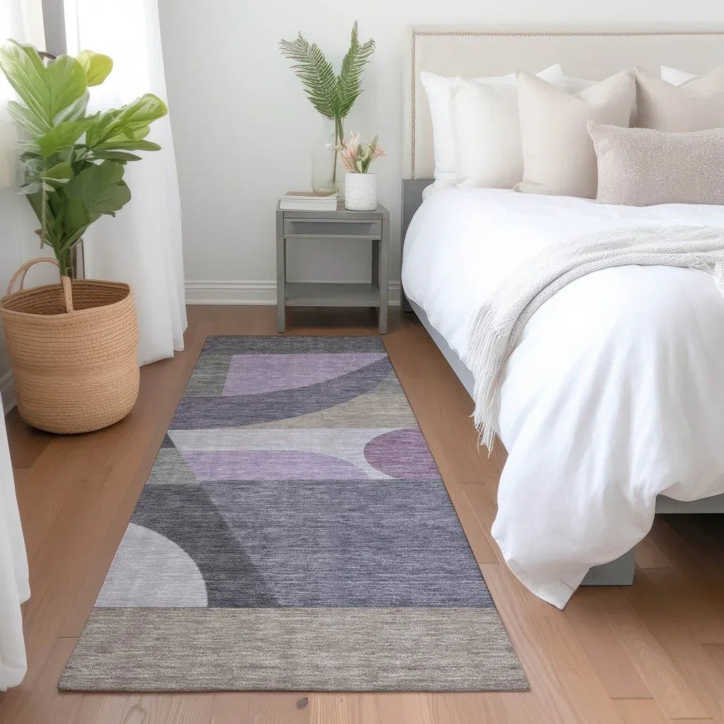 LOOMLAN Rugs Aeleth Purple Washable Indoor-Outdoor Rug