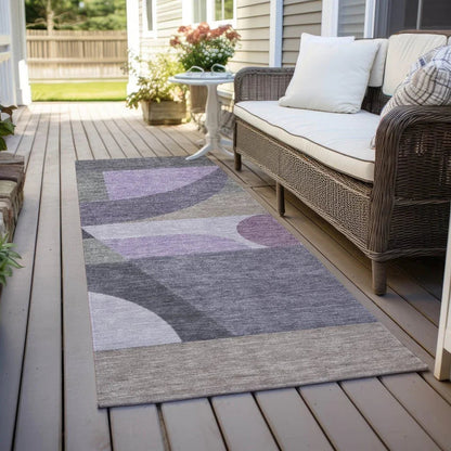 LOOMLAN Rugs Aeleth Purple Washable Indoor-Outdoor Rug