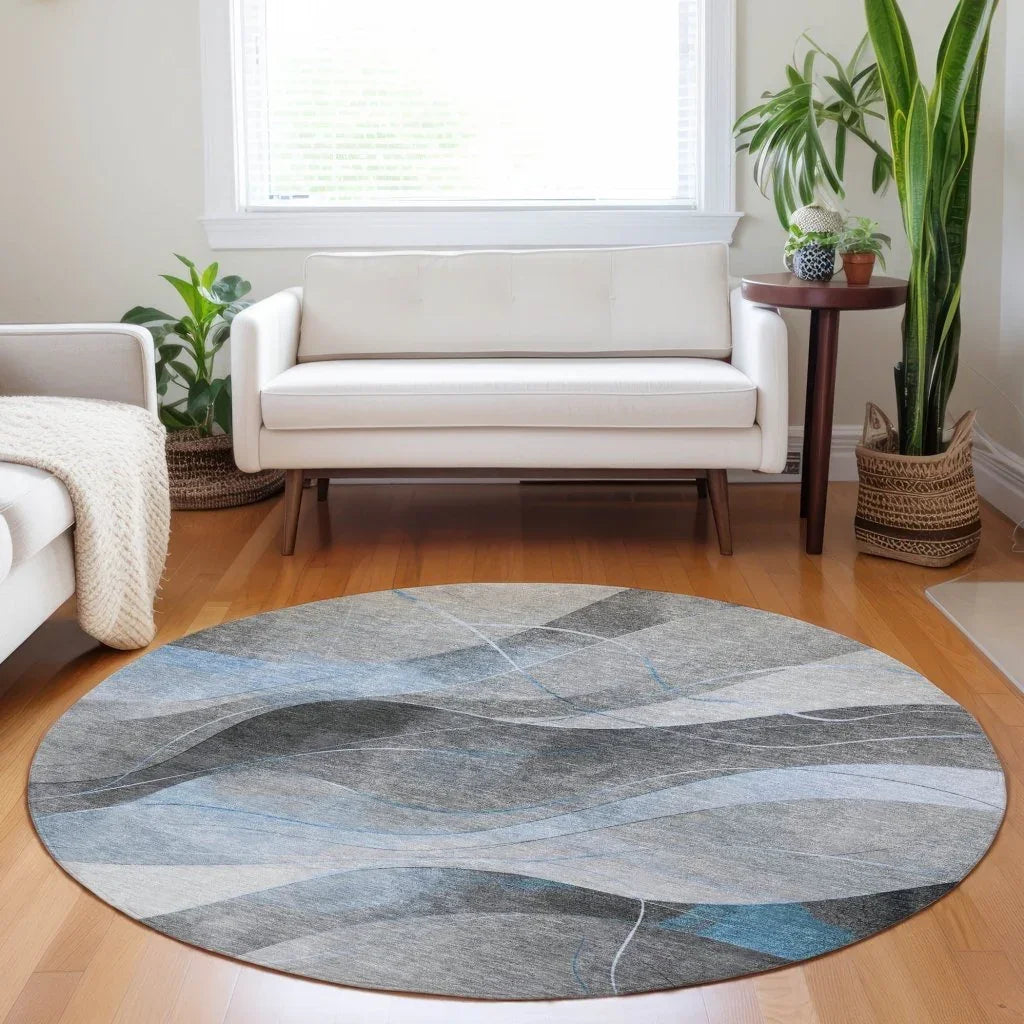 LOOMLAN Rugs Aelien Blue Washable Indoor-Outdoor Rug
