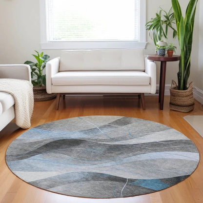 LOOMLAN Rugs Aelien Blue Washable Indoor-Outdoor Rug