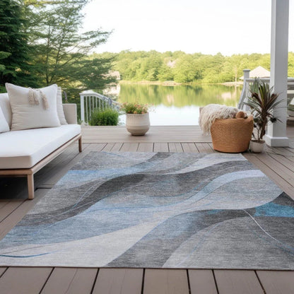 LOOMLAN Rugs Aelien Blue Washable Indoor-Outdoor Rug