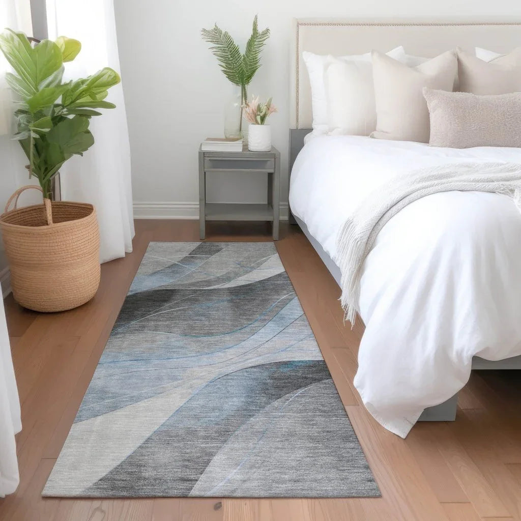 LOOMLAN Rugs Aelien Blue Washable Indoor-Outdoor Rug