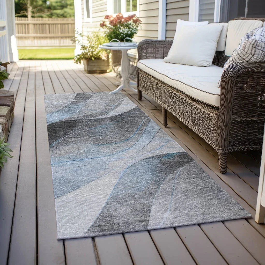 LOOMLAN Rugs Aelien Blue Washable Indoor-Outdoor Rug