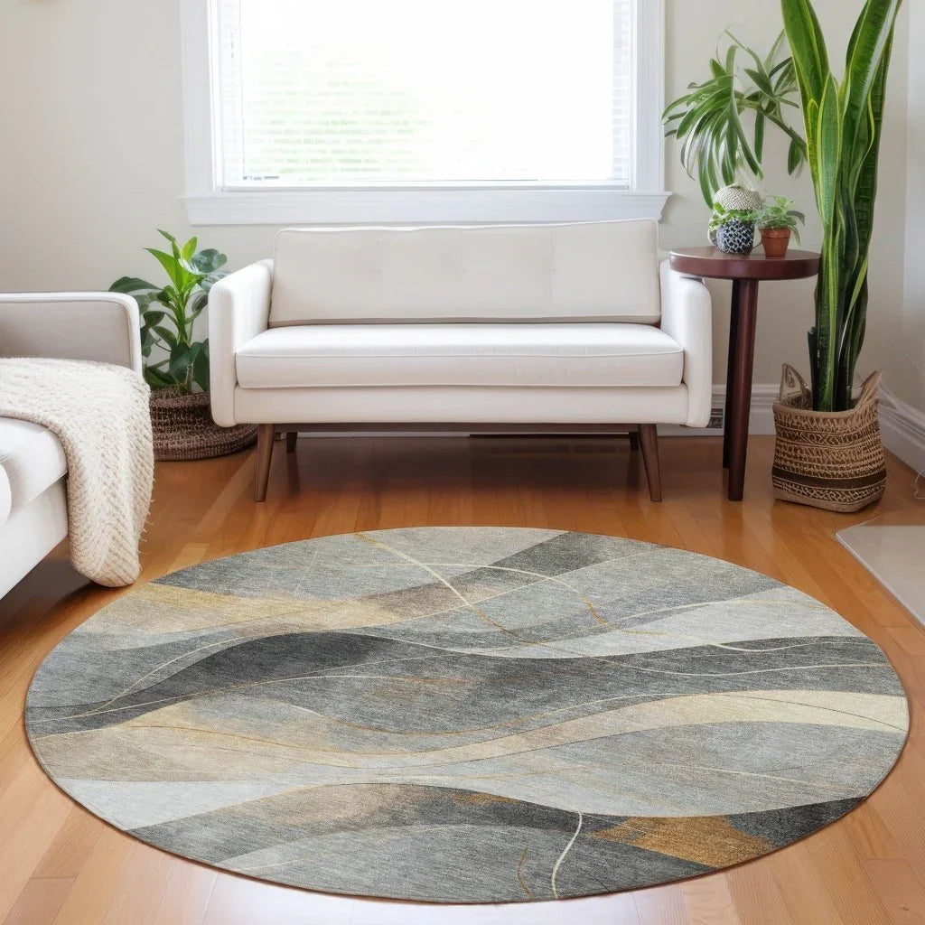 LOOMLAN Rugs Aelien Gray Washable Indoor-Outdoor Rug