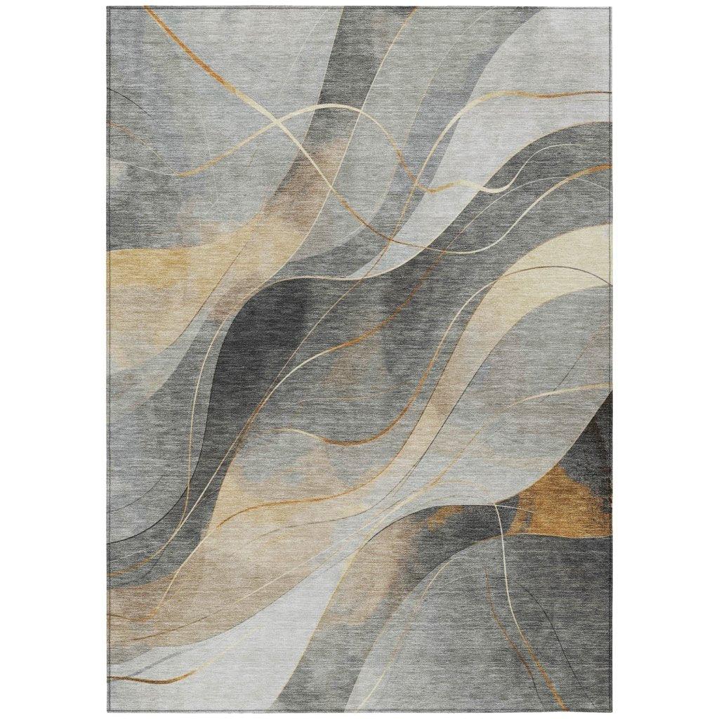 LOOMLAN Rugs Aelien Gray Washable Indoor-Outdoor Rug