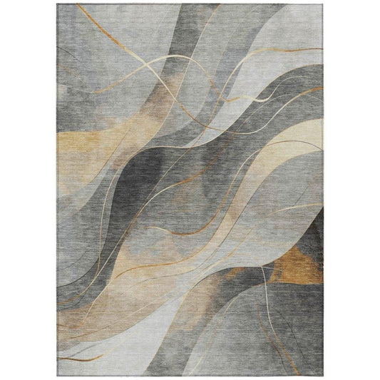 LOOMLAN Rugs Aelien Gray Washable Indoor-Outdoor Rug