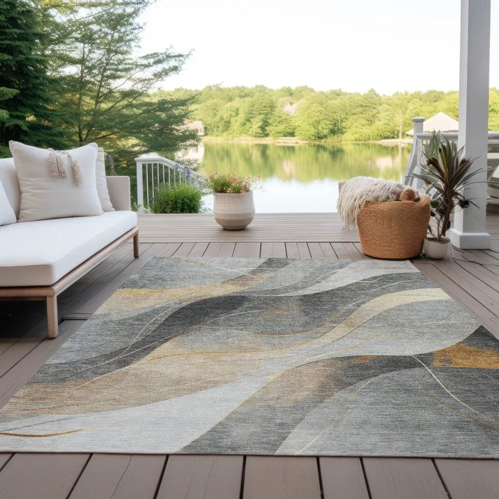 LOOMLAN Rugs Aelien Gray Washable Indoor-Outdoor Rug