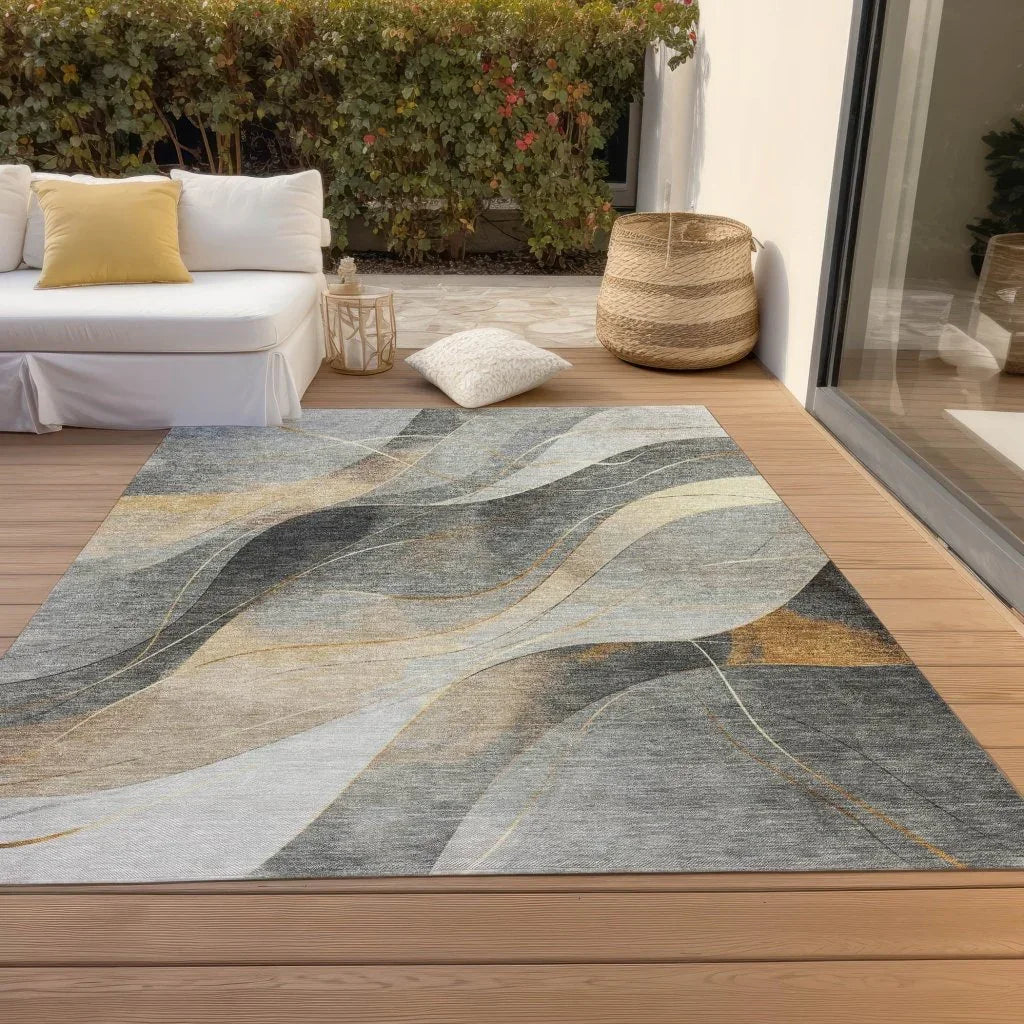 LOOMLAN Rugs Aelien Gray Washable Indoor-Outdoor Rug