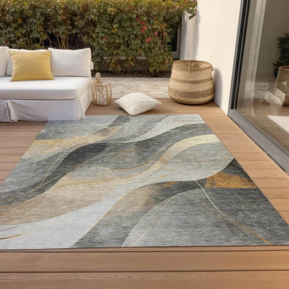 LOOMLAN Rugs Aelien Gray Washable Indoor-Outdoor Rug