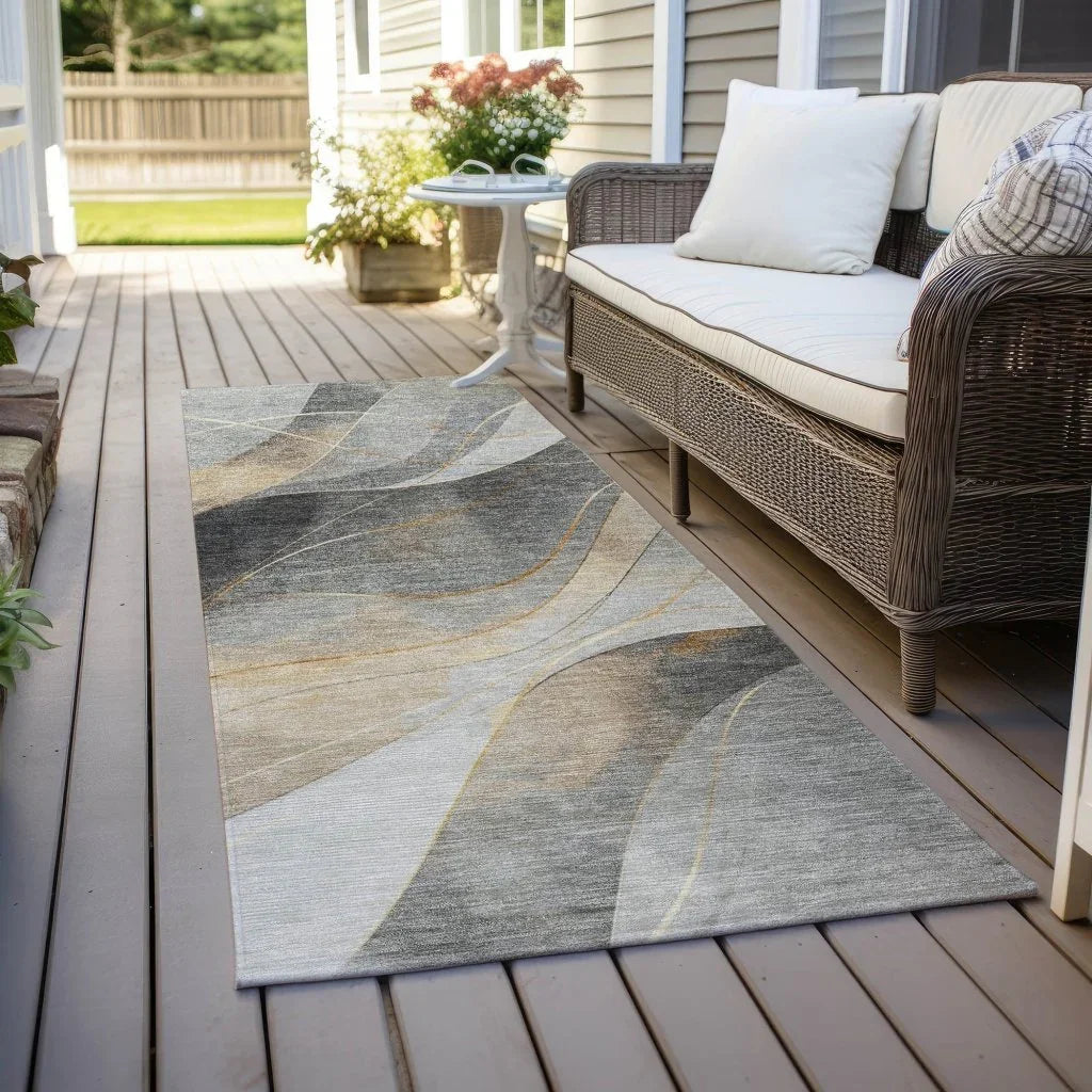 LOOMLAN Rugs Aelien Gray Washable Indoor-Outdoor Rug