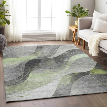 LOOMLAN Rugs Aelien Green Washable Indoor-Outdoor Rug
