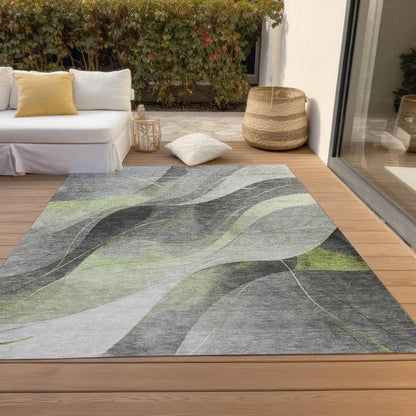 LOOMLAN Rugs Aelien Green Washable Indoor-Outdoor Rug