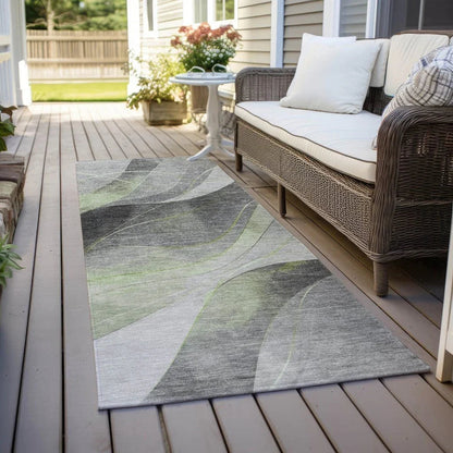 LOOMLAN Rugs Aelien Green Washable Indoor-Outdoor Rug