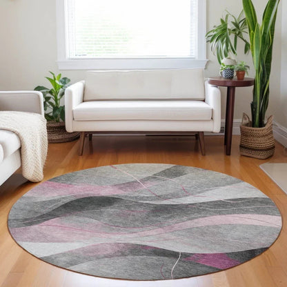 LOOMLAN Rugs Aelien Pink Washable Indoor-Outdoor Rug