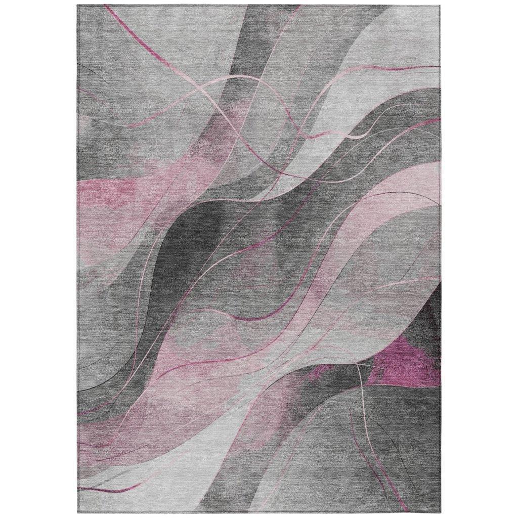 LOOMLAN Rugs Aelien Pink Washable Indoor-Outdoor Rug