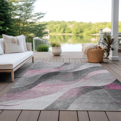 LOOMLAN Rugs Aelien Pink Washable Indoor-Outdoor Rug